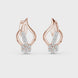 Diamond swirl stud earrings in gold with round diamonds
