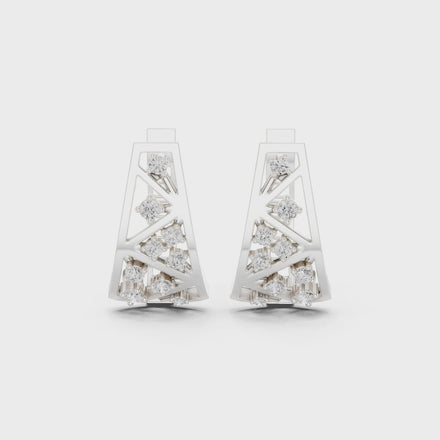 Diamond geometric openwork earrings in gold by Signora Jewels