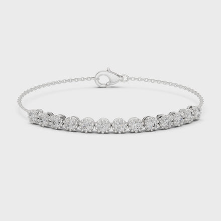 Minimal round lab grown diamond chain bracelet in yellow gold white gold and rose gold with elegant fine jewelry styling