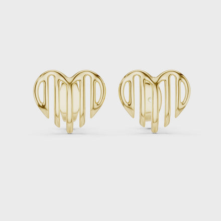 Open heart stud earrings in gold with modern minimal design by Signora Jewels
