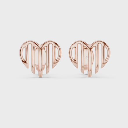 Open heart stud earrings in gold with modern minimal design by Signora Jewels