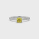 Asscher cut gemstone solitaire ring in gold with four-prong setting