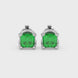 Green Asscher cut floral stud earrings in gold featuring 5.00 MM gemstones in a sculpted four-prong bloom setting