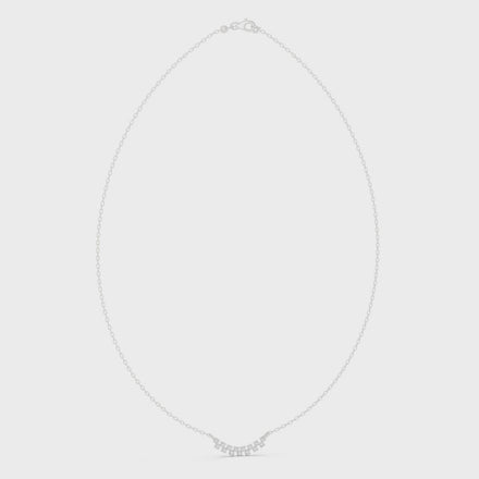 Round diamond curve necklace with minimal curved pendant design