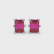Emerald cut red gemstone solitaire stud earrings in gold with six prong setting