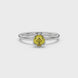 Asscher cut solitaire ring featuring a brilliant yellow gemstone secured in a six-prong crown setting crafted in gold