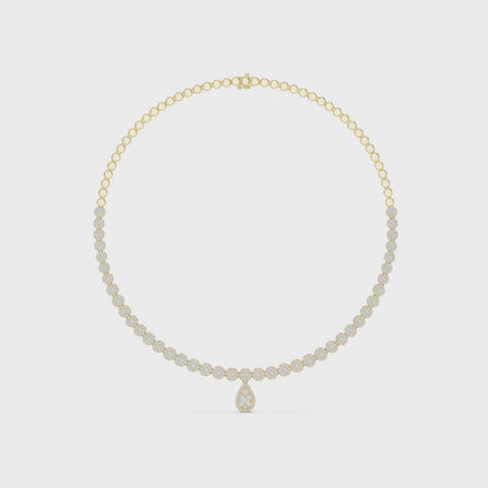 Luxury round diamond drop necklace with pear-shaped pendant and graduated diamond setting
