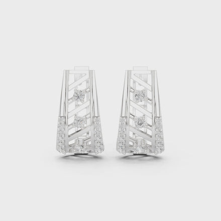 Diamond geometric openwork earrings in gold by Signora Jewels