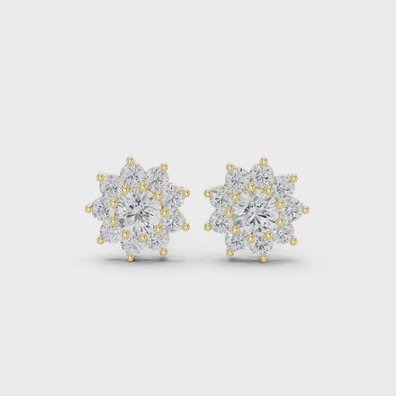 Flower diamond stud earrings