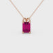 Emerald cut red gemstone solitaire pendant in rose gold four prong setting