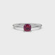 Red cushion cut solitaire gemstone ring in rose gold with classic four prong setting