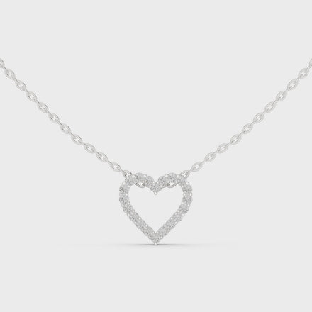 Minimal open heart diamond pendant in gold with lab grown diamonds by Signora Jewels