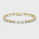 Multi shape lab grown diamond tennis bracelet with round heart oval pear and emerald cut diamonds in gold variations