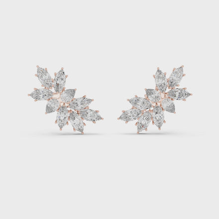 Floral marquise and pear cut lab grown diamond earrings in gold by Signora Jewels