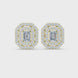 Emerald cut halo lab grown diamond stud earrings in gold by Signora Jewels