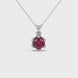 Red cushion cut floral solitaire pendant in rose gold with six prong flower setting