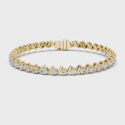 Classic round lab grown diamond bracelet in yellow gold white gold and rose gold with sleek tennis bracelet design