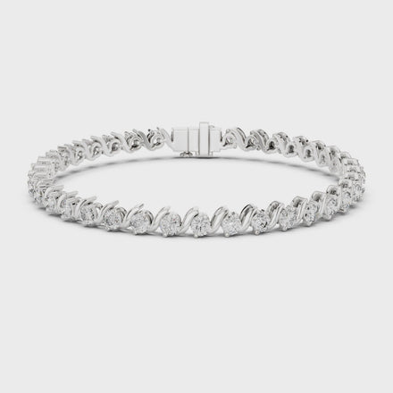 Classic round lab grown diamond bracelet in yellow gold white gold and rose gold with sleek tennis bracelet design