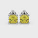 Asscher cut solitaire stud earrings in gold featuring 5.00 MM square gemstones in a classic four-prong setting