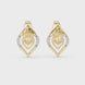 Diamond leaf stud earrings in gold with pavé diamonds