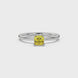 Asscher cut gemstone solitaire ring in gold with four-prong setting