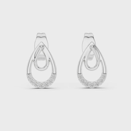 Teardrop diamond stud earrings in gold with round lab grown diamonds