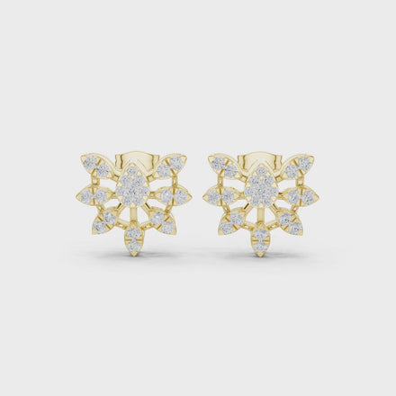 Floral diamond stud earrings