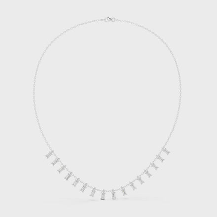 Baguette diamond necklace with delicate fringe drop design