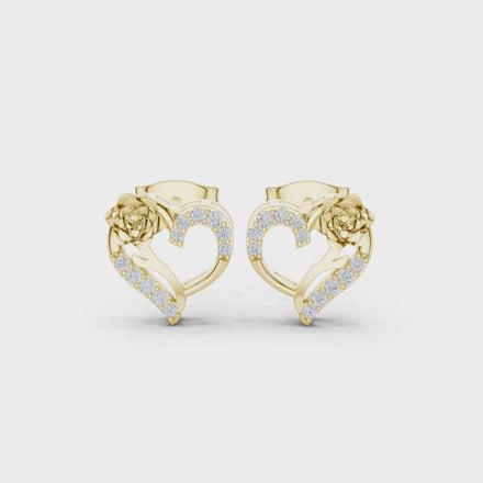 Floral heart diamond earrings for women