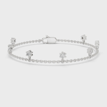 Minimal round diamond station chain bracelet in gold with lab grown diamonds by Signora Jewels
