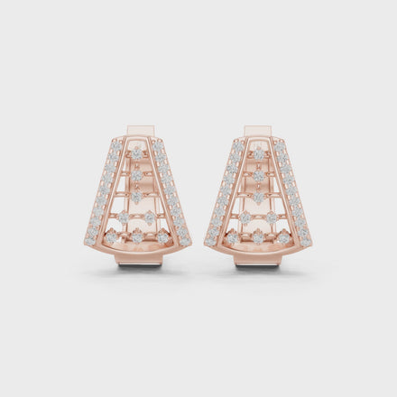 Diamond geometric openwork earrings in gold by Signora Jewels