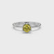 Yellow cushion cut floral solitaire ring in rose gold with six prong flower setting