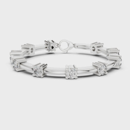 Minimal round diamond station bracelet in gold with lab grown diamonds by Signora Jewels