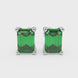 Emerald cut green gemstone solitaire stud earrings in rose gold four prong setting