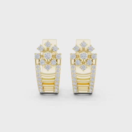 Diamond floral geometric earrings in gold by Signora Jewels
