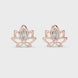Lotus pink stone stud earrings in gold with marquise cut center stone