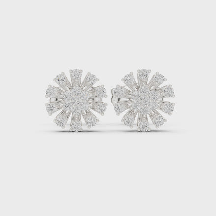 Diamond floral burst stud earrings in gold by Signora Jewels