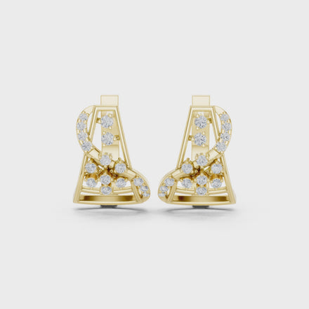 Diamond geometric floral earrings in gold by Signora Jewels