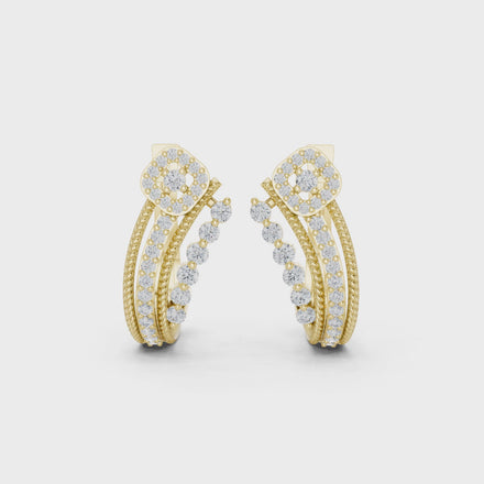 Diamond crossover hoop earrings in gold by Signora Jewels