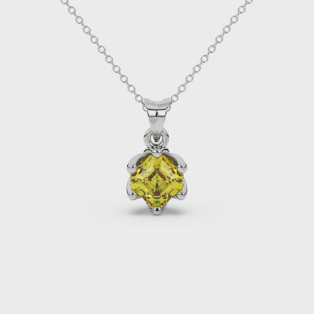 Asscher cut crown solitaire pendant in gold featuring a 5.00 MM gemstone secured in an elegant six-prong crown setting