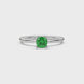 Green cushion cut solitaire gemstone ring in rose gold with classic four prong setting