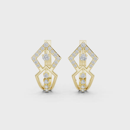 Geometric diamond hoop earrings