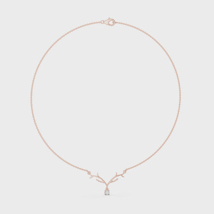Round diamond antler necklace with nature inspired pendant design