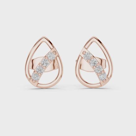 Diamond leaf teardrop stud earrings in gold by Signora Jewels