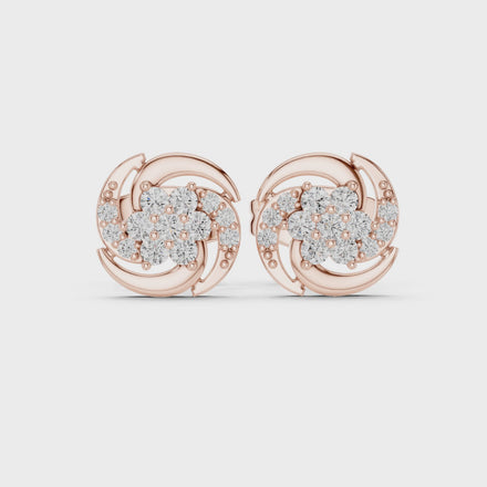 Diamond swirl floral stud earrings in gold by Signora Jewels