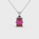 Emerald cut red gemstone solitaire pendant in gold with six prong setting
