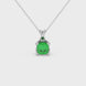 Green cushion cut solitaire pendant with tulip basket setting in rose gold