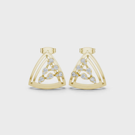 Geometric diamond openwork earrings in gold with lab grown diamonds by Signora Jewels