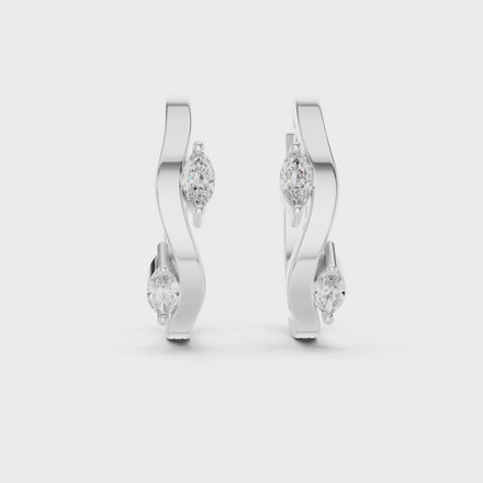 Gold marquise diamond hoop earrings for women