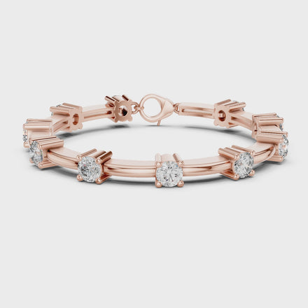 Minimal round diamond station bracelet in gold with lab grown diamonds by Signora Jewels